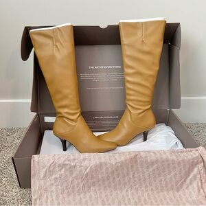 SOLD Franco Sarto Tan Heeled Boots with Pointed Toe